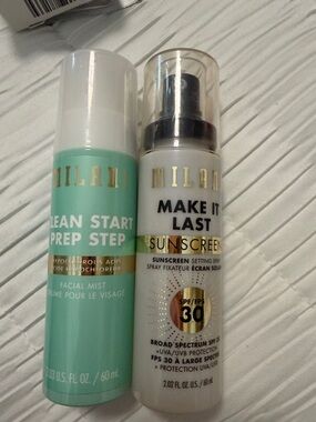 Milano Mint Green Prep Step Facial Mist & White Make It Last Sunscreen Spray